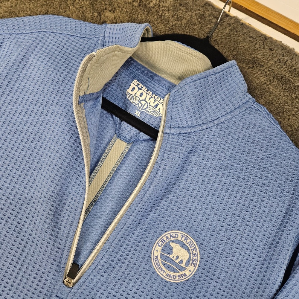 Straight Down Quarter Zip Pullover Mens XL Blue Golf Waffle Knit Performance